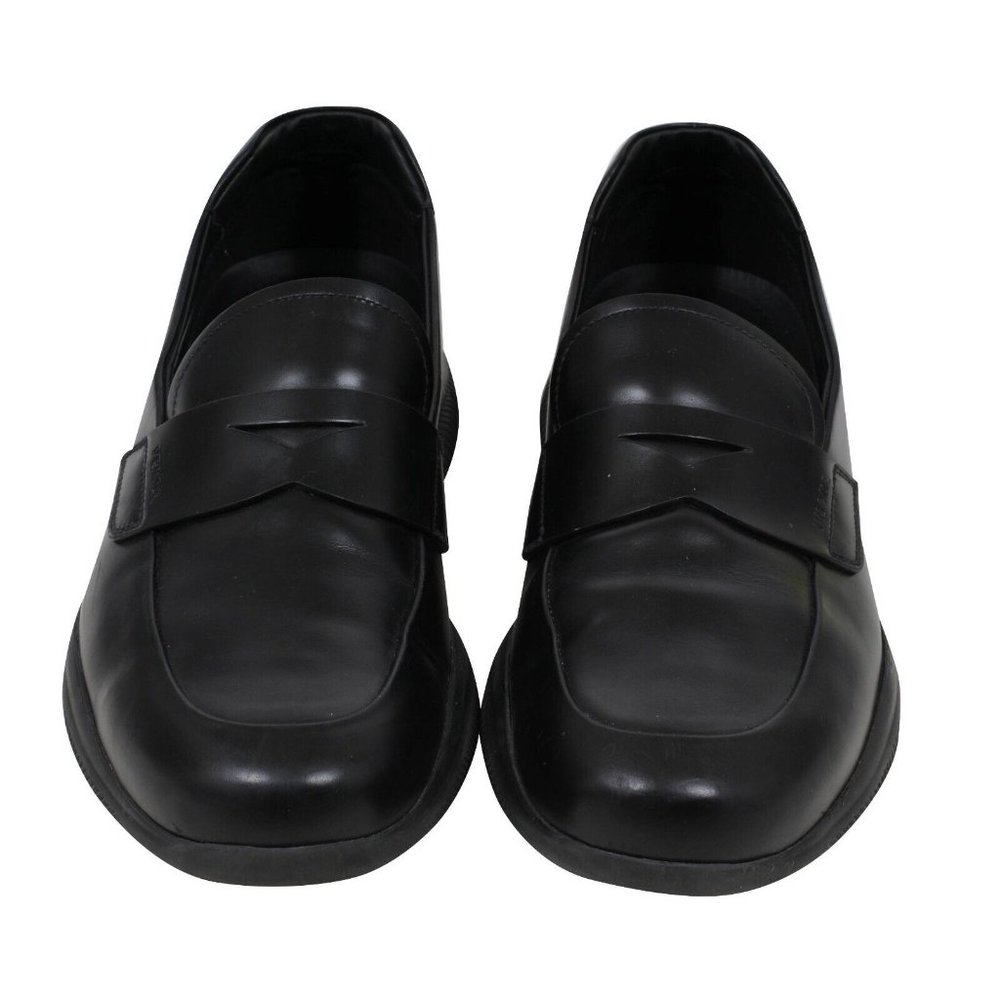 Prada Mens Spazzolato Rois Penny Loafers Size UK8 US9 Black Leather Rubber Sole - Picture 2 of 7